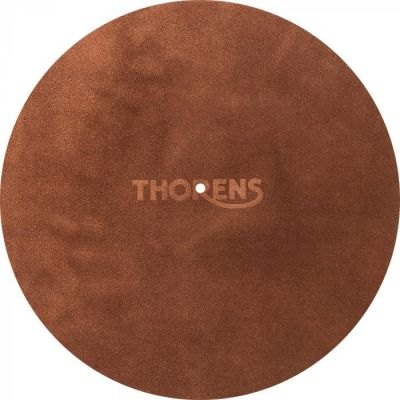 Leather turntable mat - brown